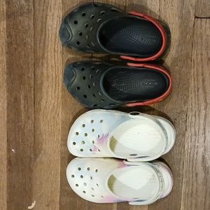 2 Pair CROCS  Sandals Child Size 10 Blue and White